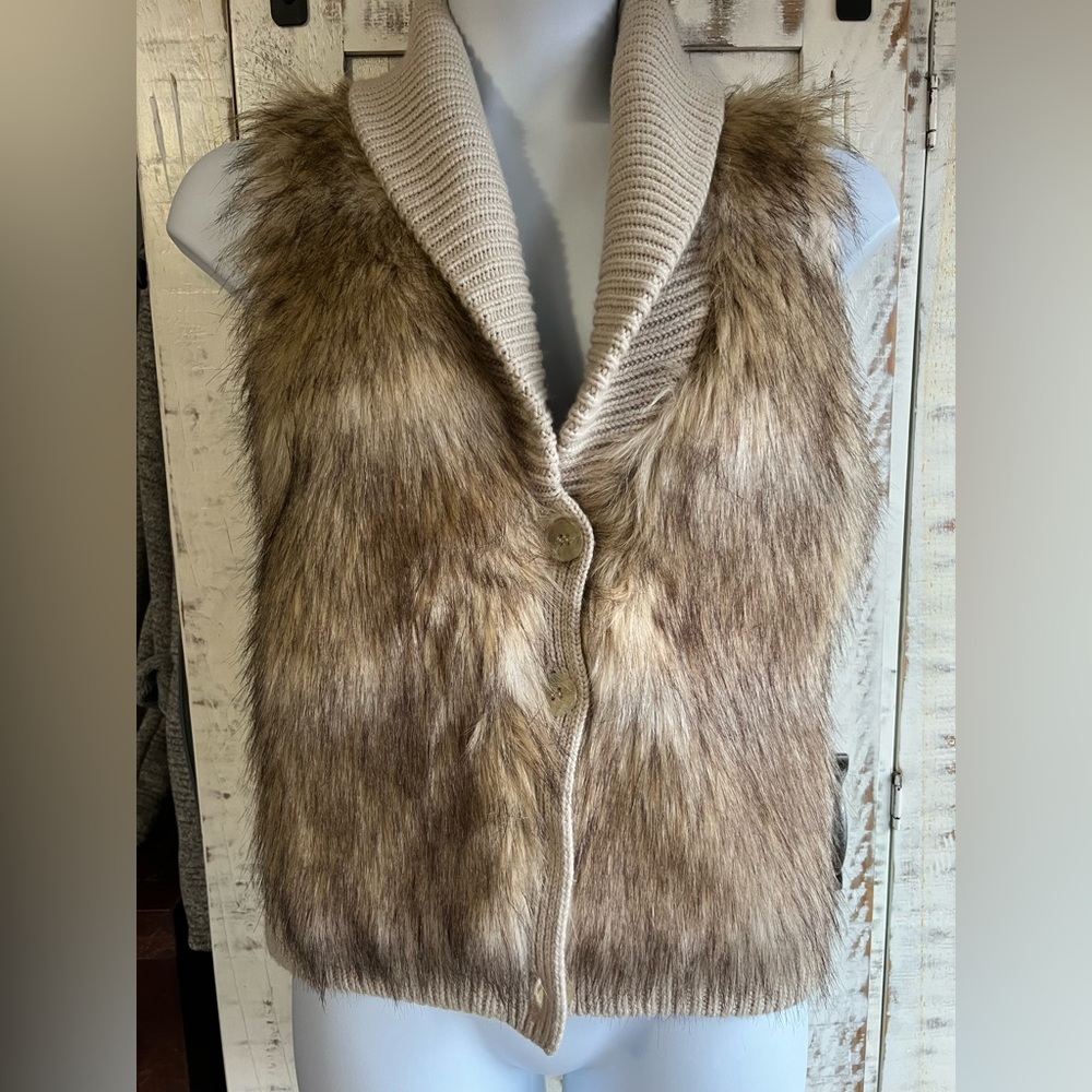 Ann Taylor fur sweater vest